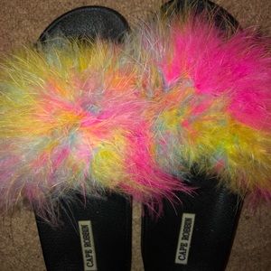 Multi color furry slides